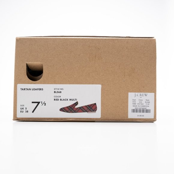 NEW J. Crew Tartan Loafers in Red Black Multi plaid - Picture 12 of 16